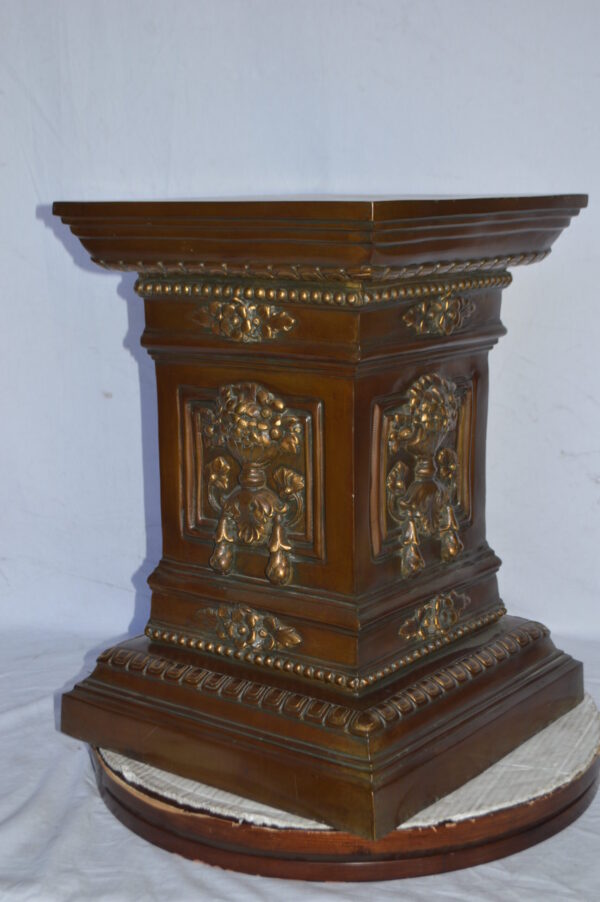 Detailed Large and Heavy Square Bronze Pedestal - Size: 18"L x 18"W x 24"H. - Image 9