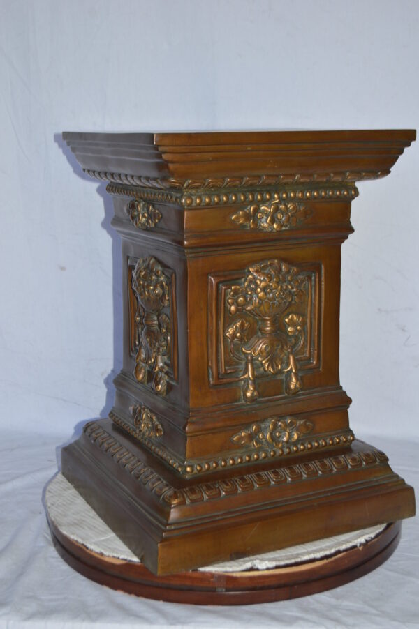 Detailed Large and Heavy Square Bronze Pedestal - Size: 18"L x 18"W x 24"H. - Image 10