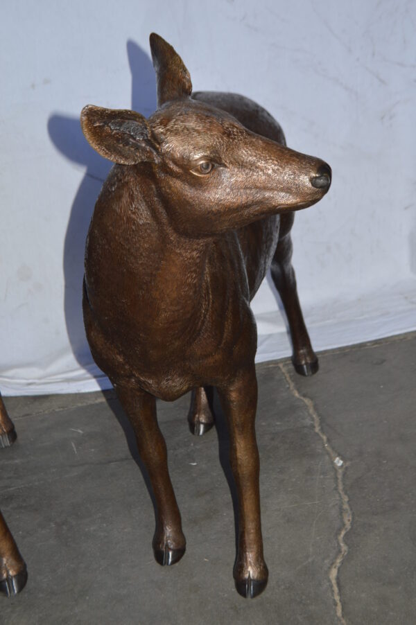 Pair of life size deer bronze statue - Size: 17"L x 44"W x 52"H. - Image 8