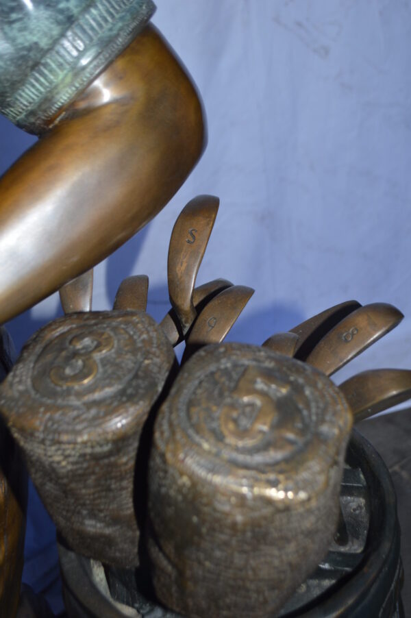 Golfer standing with his gear large bronze Statue - Size: 34"L x 21"W x 65"H. - Image 8