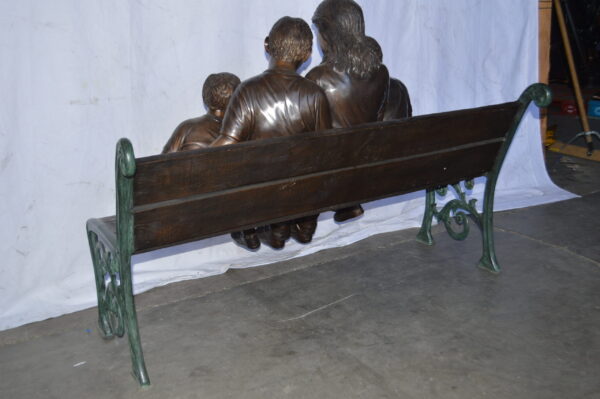 Mom and boys reading stories on bench bronze statue - Size: 53"L x 33"W x 39"H. - Image 10