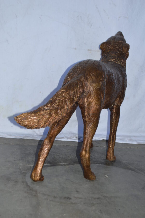 Wolf Standing and Howling Life Size Bronze Statue - Size: 45"L x 15"W x 34"H. - Image 5
