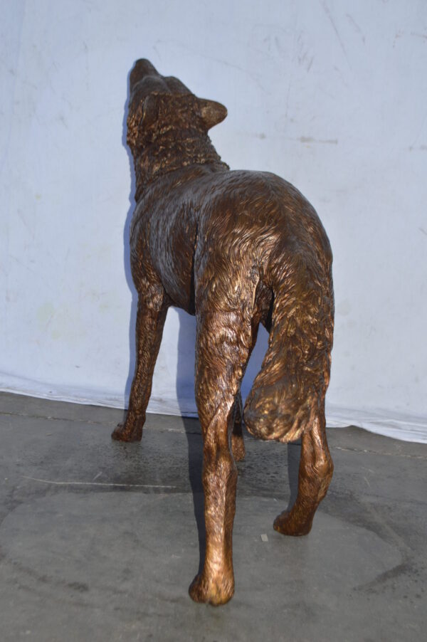 Wolf Standing and Howling Life Size Bronze Statue - Size: 45"L x 15"W x 34"H. - Image 6
