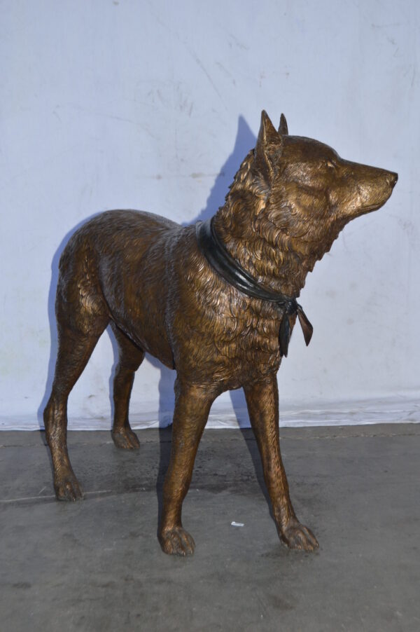 Wolf Standing Life Size Bronze Statue - Size: 45"L x 15"W x 33"H. - Image 7