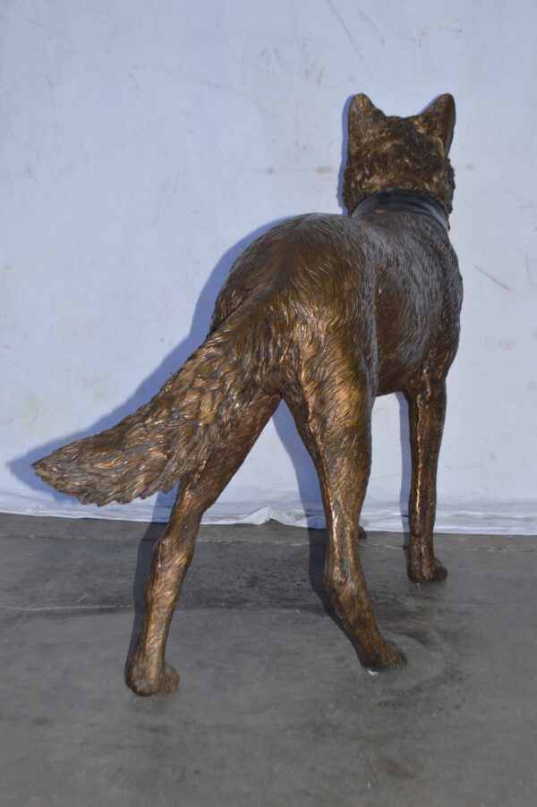 Wolf Standing Life Size Bronze Statue - Size: 45"L x 15"W x 33"H. - Image 10