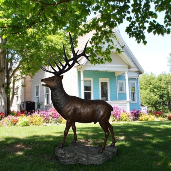 Standing Elk, life size bronze statue - Size: 42"L x 31"W x 77"H. - Image 2
