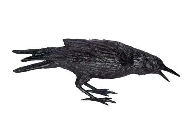 Raven Looking for Food Bronze State - Size: 24"L x 6"W x 12"H.