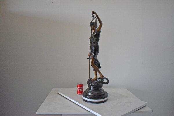 Lady Justice bronze statue mounted on a marble - Size: 14"L x 16"W x 32"H. - Image 3