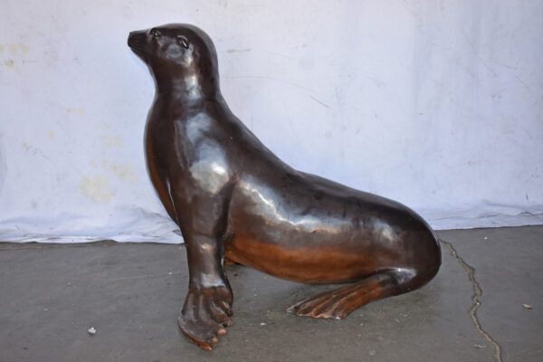 Perched Life Size Seal bronze statue - Size: 40"L x 35"W x 31"H. - Image 10