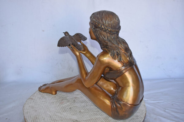 Young Beautiful Girl Helping A Bird Fly - Size: 22"L x 7"W x 18"H. - Image 5