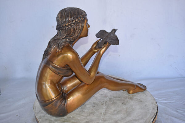 Young Beautiful Girl Helping A Bird Fly - Size: 22"L x 7"W x 18"H. - Image 8