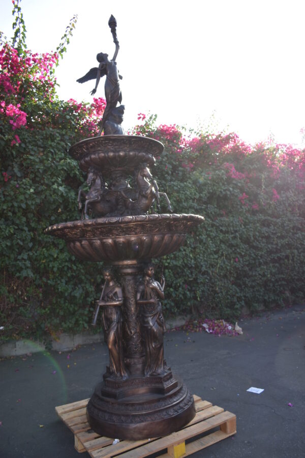 Eleven feet tall Bronze, Tiered Outdoor Fountain - Size: 51"L x 51"W x 138"H. - Image 6