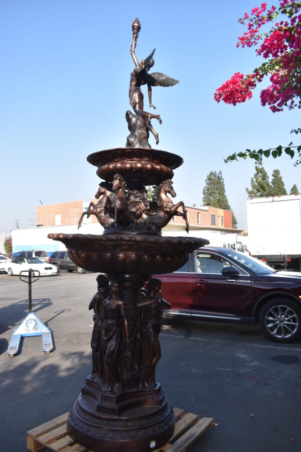 Eleven feet tall Bronze, Tiered Outdoor Fountain - Size: 51"L x 51"W x 138"H. - Image 8