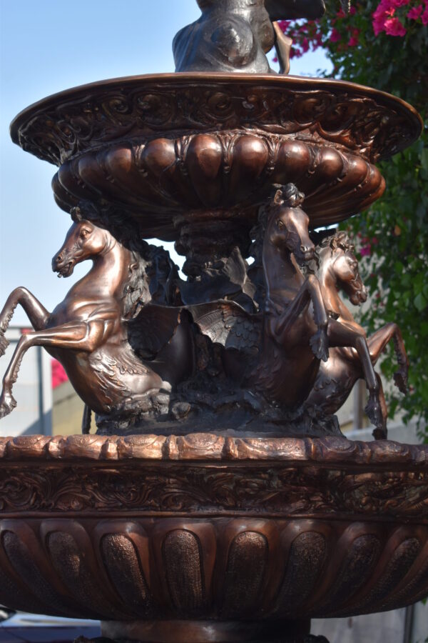 Eleven feet tall Bronze, Tiered Outdoor Fountain - Size: 51"L x 51"W x 138"H. - Image 12