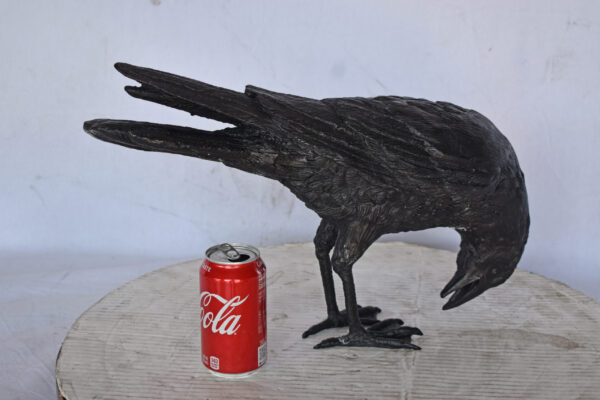 Raven Looking Down Bronze State - Size: 19"L x 5"W x 11"H. - Image 3