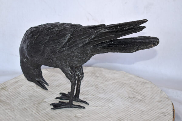 Raven Looking Down Bronze State - Size: 19"L x 5"W x 11"H. - Image 6