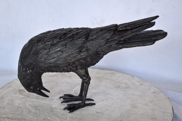 Raven Looking Down Bronze State - Size: 19"L x 5"W x 11"H. - Image 7