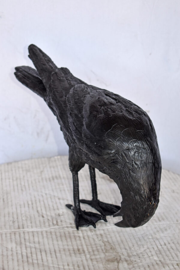 Raven Looking Down Bronze State - Size: 19"L x 5"W x 11"H. - Image 11