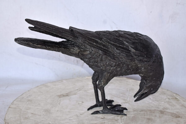 Raven Looking Down Bronze State - Size: 19"L x 5"W x 11"H. - Image 13