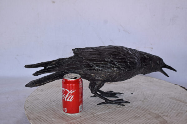 Raven Looking for Food Bronze State - Size: 24"L x 6"W x 12"H. - Image 5