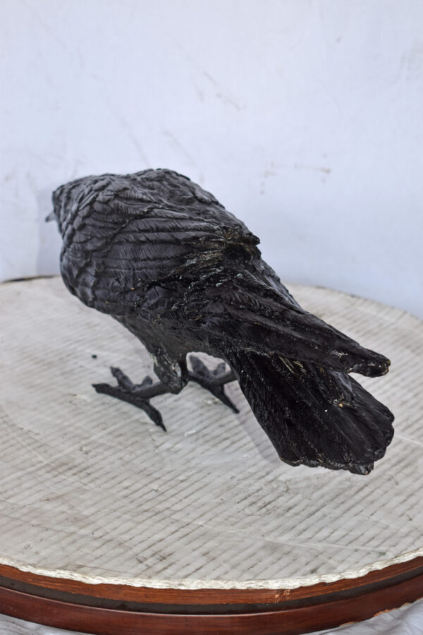 Raven Looking for Food Bronze State - Size: 24"L x 6"W x 12"H. - Image 7