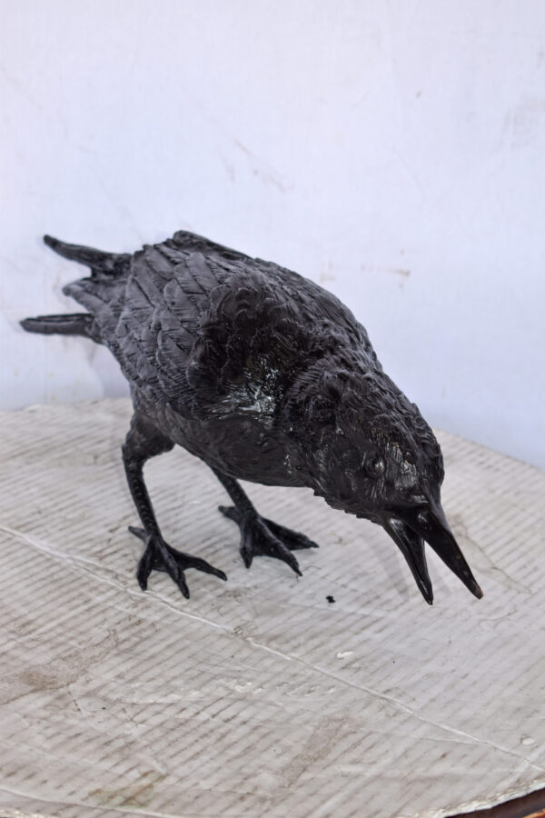 Raven Looking for Food Bronze State - Size: 24"L x 6"W x 12"H. - Image 9