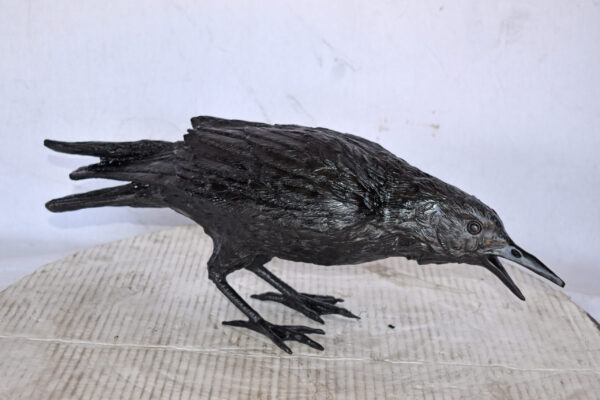 Raven Looking for Food Bronze State - Size: 24"L x 6"W x 12"H. - Image 10