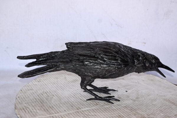 Raven Looking for Food Bronze State - Size: 24"L x 6"W x 12"H. - Image 11