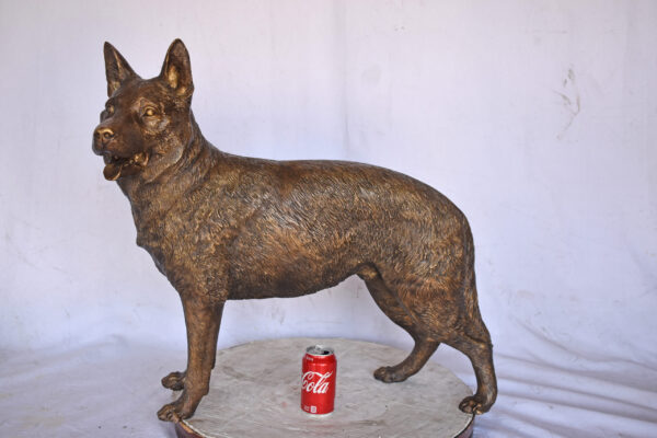 German Shepherd Alsatian Standing dog bronze statue - Size: 28"L x 6"W x 27"H. - Image 4