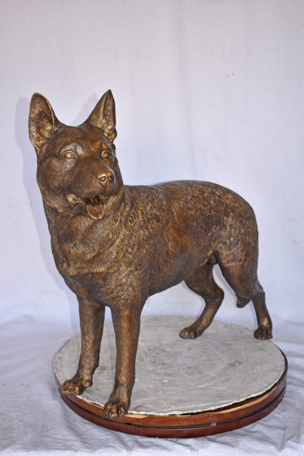 German Shepherd Alsatian Standing dog bronze statue - Size: 28"L x 6"W x 27"H. - Image 5