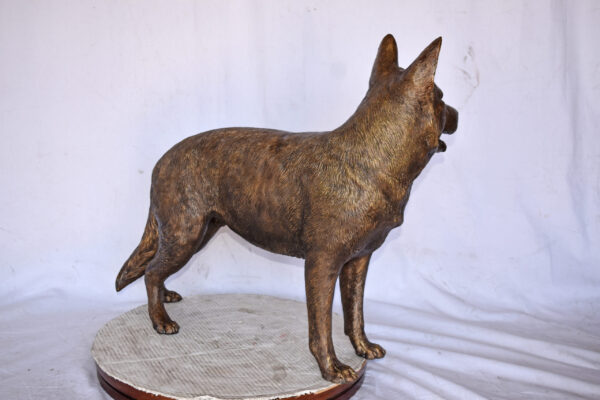 German Shepherd Alsatian Standing dog bronze statue - Size: 28"L x 6"W x 27"H. - Image 9