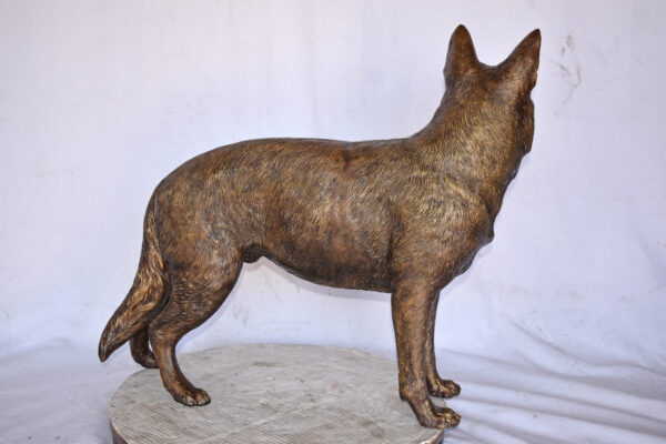 German Shepherd Alsatian Standing dog bronze statue - Size: 28"L x 6"W x 27"H. - Image 10