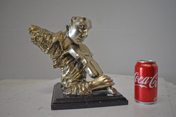 Man Playing the Violin Bronze Statue, Silver Finish - Size: 12"L x 9"W x 11"H. - Image 4