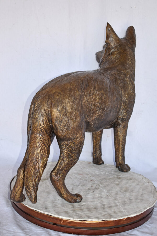 German Shepherd Alsatian Standing dog bronze statue - Size: 28"L x 6"W x 27"H. - Image 12