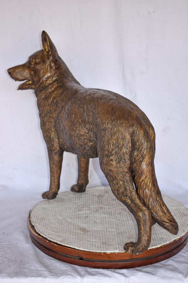 German Shepherd Alsatian Standing dog bronze statue - Size: 28"L x 6"W x 27"H. - Image 13