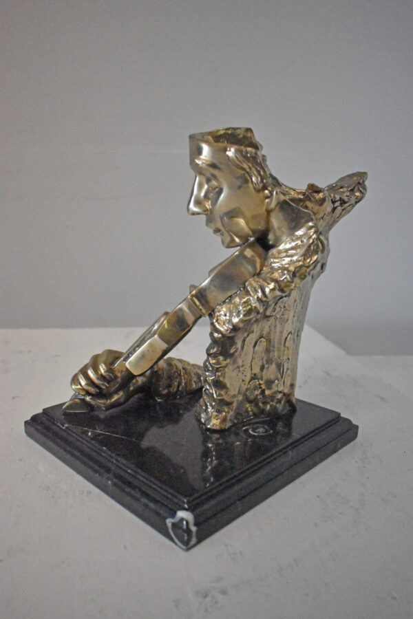 Man Playing the Violin Bronze Statue, Silver Finish - Size: 12"L x 9"W x 11"H. - Image 8