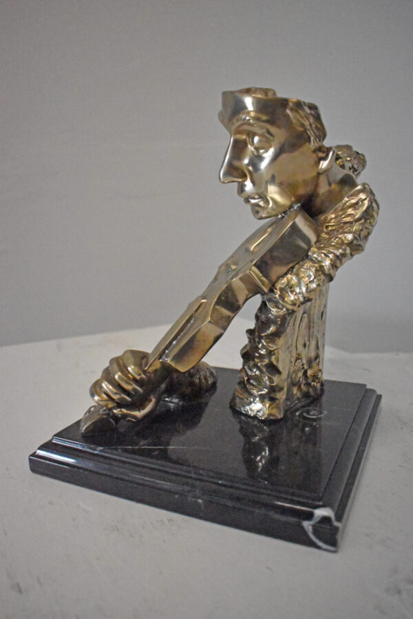 Man Playing the Violin Bronze Statue, Silver Finish - Size: 12"L x 9"W x 11"H. - Image 9