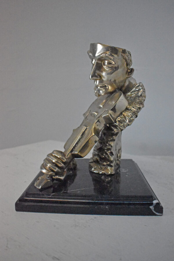 Man Playing the Violin Bronze Statue, Silver Finish - Size: 12"L x 9"W x 11"H. - Image 10