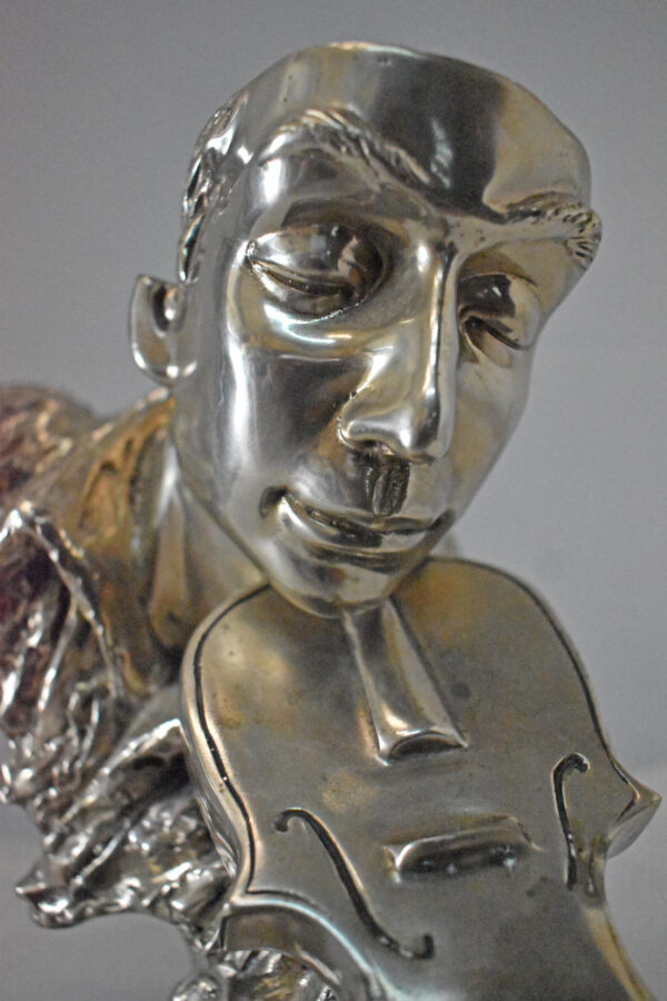 Man Playing the Violin Bronze Statue, Silver Finish - Size: 12"L x 9"W x 11"H. - Image 12