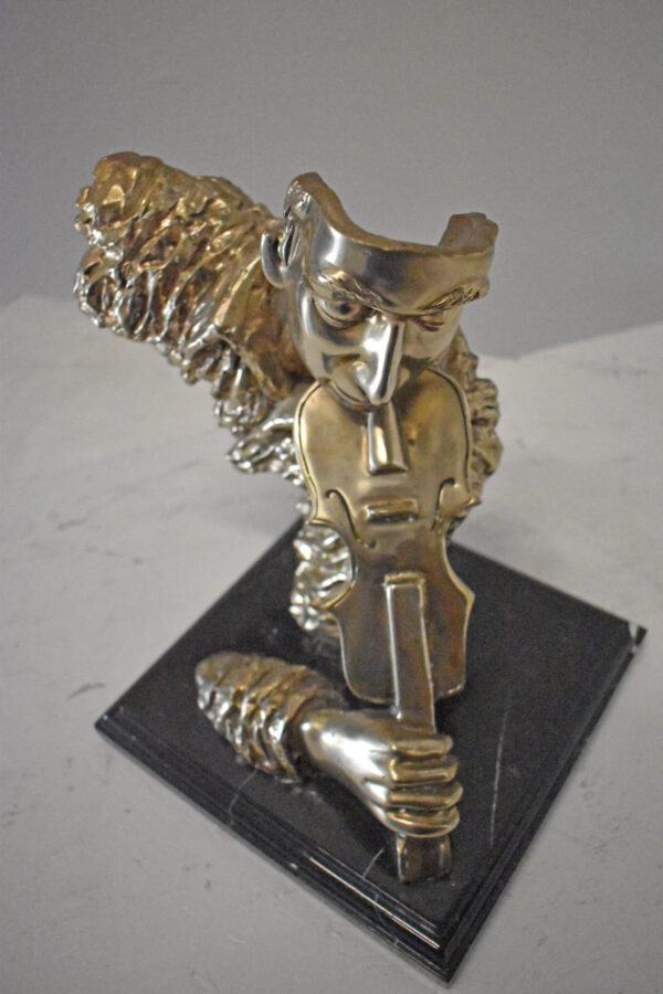 Man Playing the Violin Bronze Statue, Silver Finish - Size: 12"L x 9"W x 11"H. - Image 13
