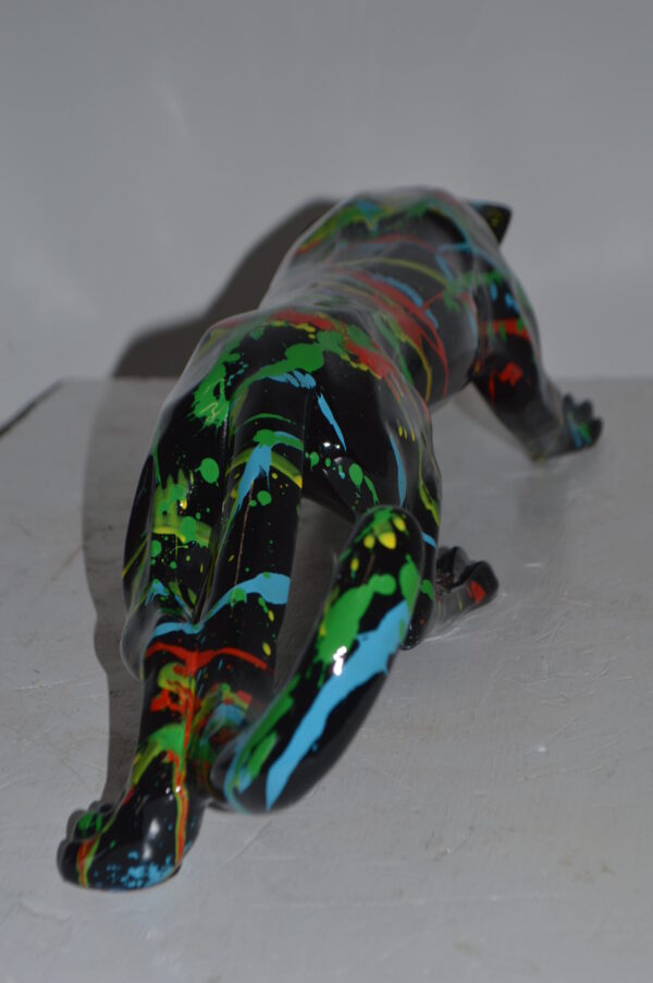 Modern Art Black Jaguar mixed colors Resin Statue - Size: 27"L x 7"W x 7"H. - Image 10