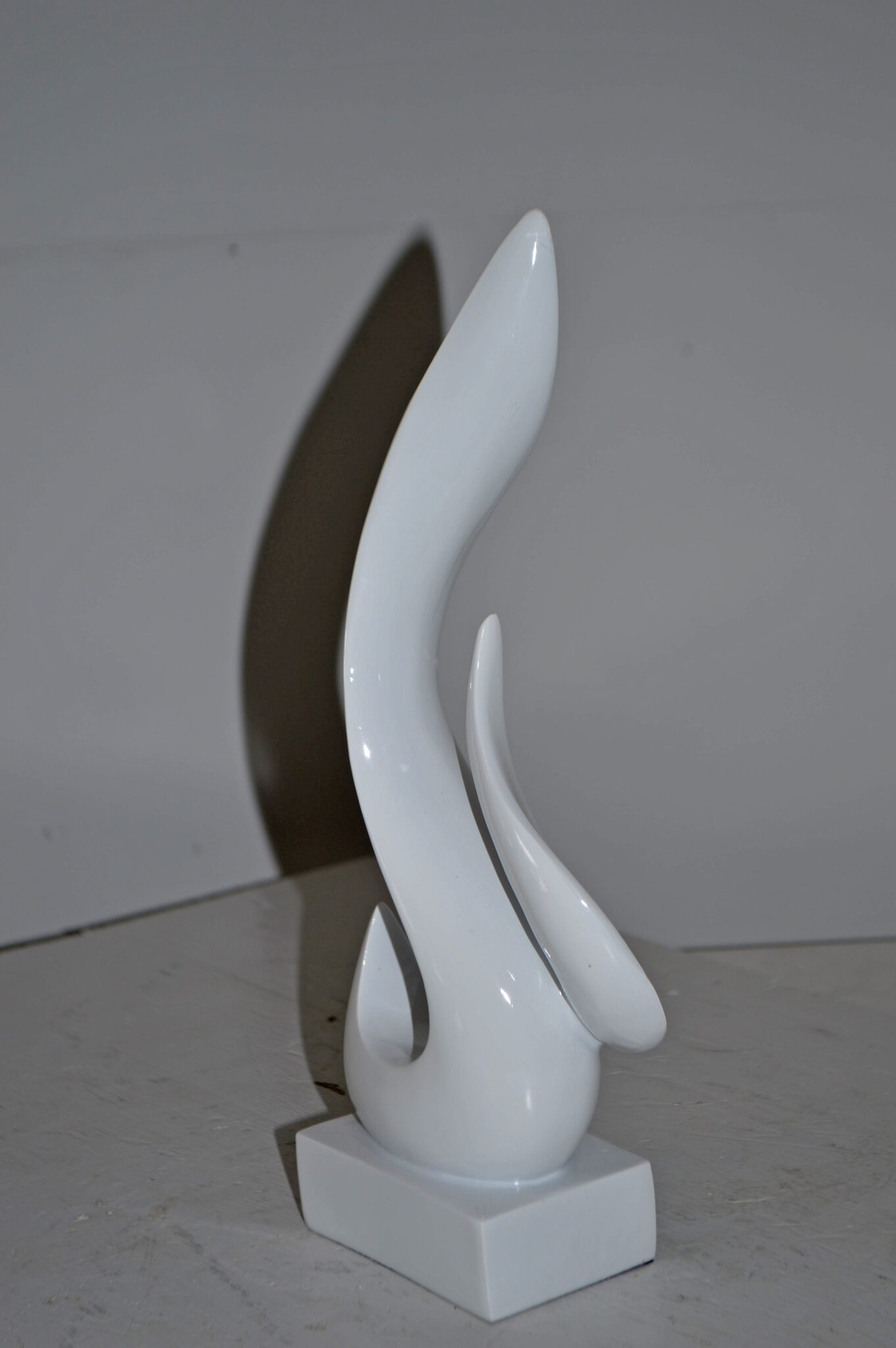 Modern Art Abstract of Fire White Resin Statue - Size: 6