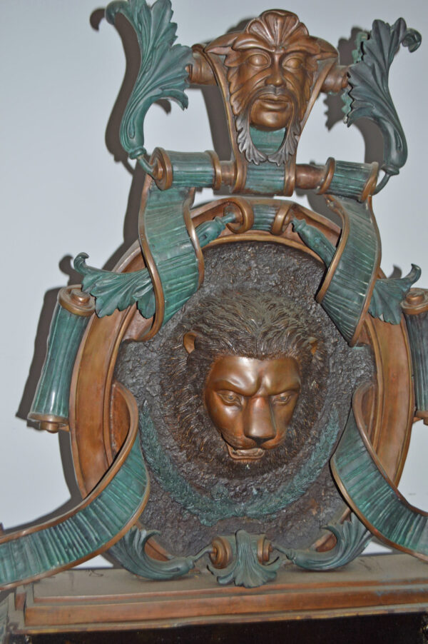 Lion Head Wall Fountain made of Bronze Statue - Size: 32"L x 22"W x 70"H. - Image 5