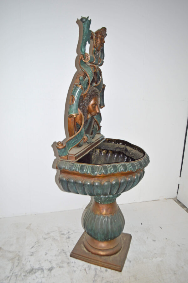 Lion Head Wall Fountain made of Bronze Statue - Size: 32"L x 22"W x 70"H. - Image 7