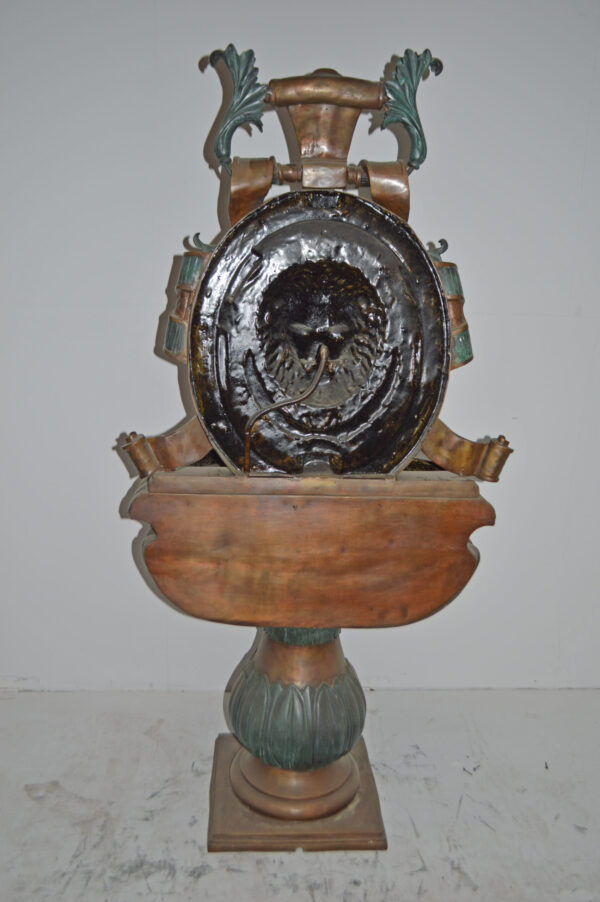 Lion Head Wall Fountain made of Bronze Statue - Size: 32"L x 22"W x 70"H. - Image 10