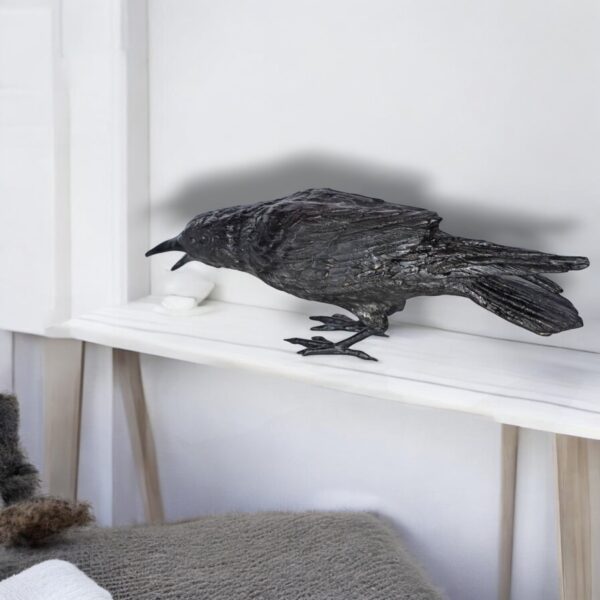 Raven Looking for Food Bronze State - Size: 24"L x 6"W x 12"H. - Image 3