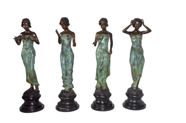 A Set of The Four-Season Goddess bronze statues - Size: 12"L x 12"W x 43"H Each