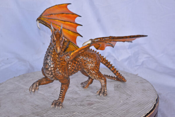 Painted Dragon Made of Bronze, Statue - Size: 15"L x 14"W x 12"H. - Image 2