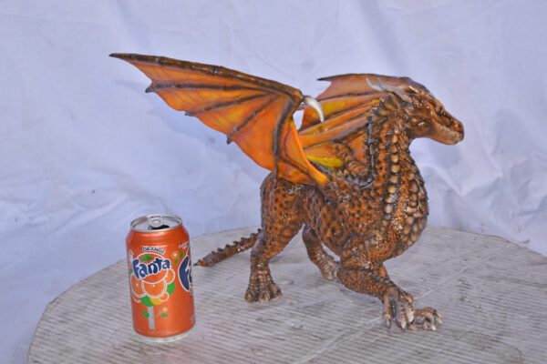 Painted Dragon Made of Bronze, Statue - Size: 15"L x 14"W x 12"H. - Image 4