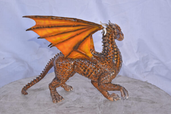 Painted Dragon Made of Bronze, Statue - Size: 15"L x 14"W x 12"H. - Image 5